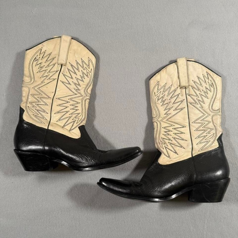 Women's Matisse Black and White Leather Cowboy Boots Western 8M